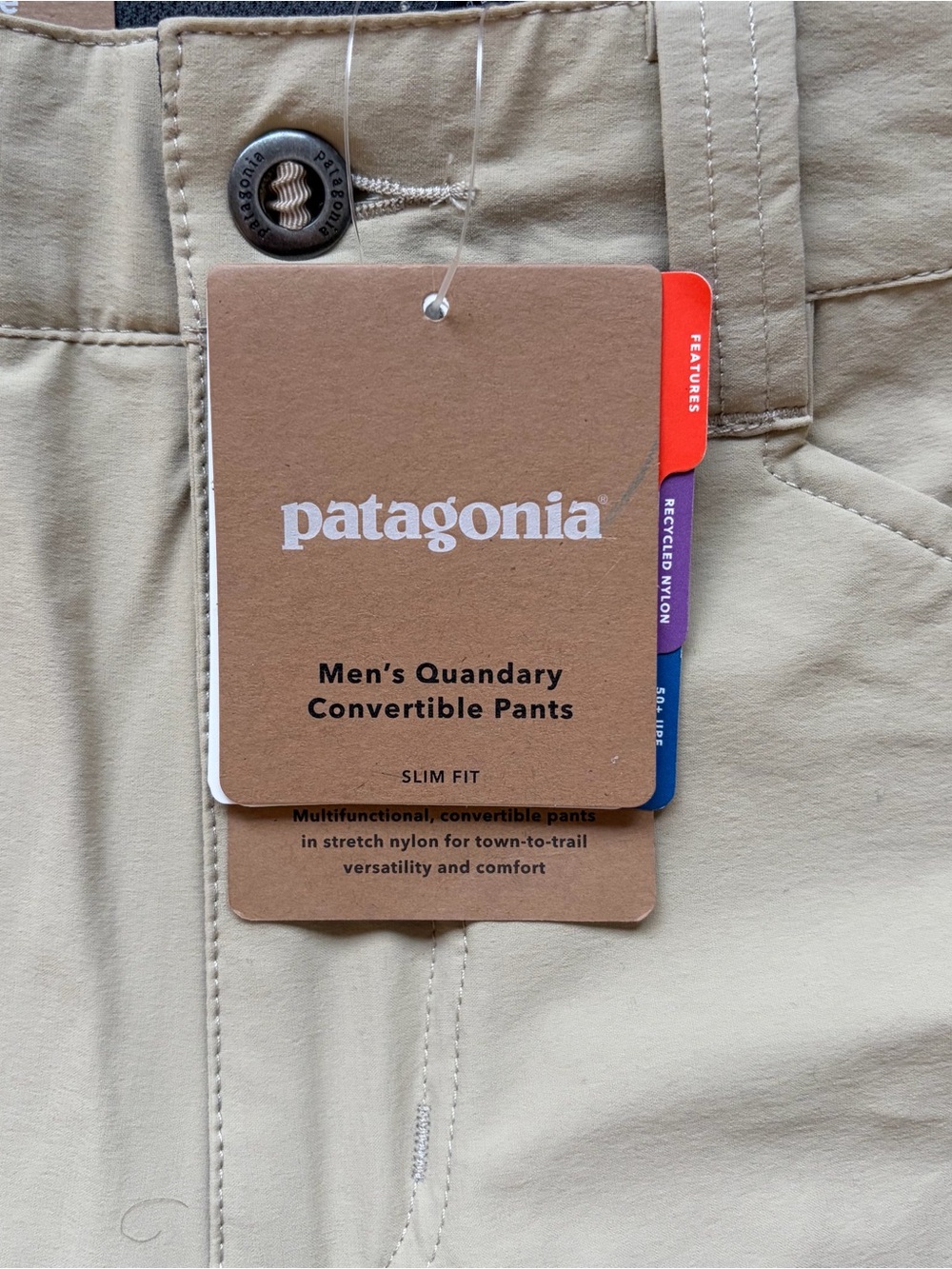 New Patagonia Quandary Convertible Pants Tan Slim Fit - Picture 6 of 6